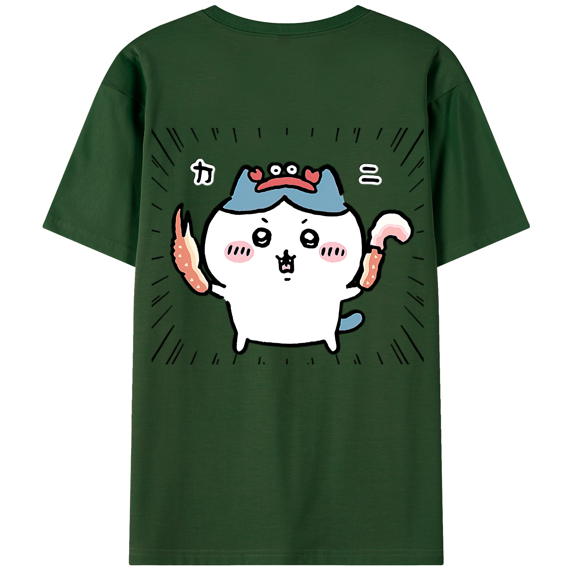 （画像用） ちいかわ ハチワレ Chii-kawa hachiware 綿100％半袖Tシャツ（背面プリント）
